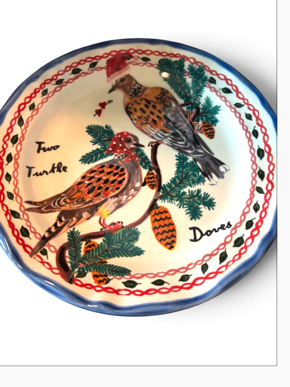 Anthropologie Nathalie Leté "12 Days of Christmas" Two Turtle Doves NWT